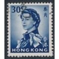 HONG KONG - 1972 30c blue QEII Annigoni, glazed paper, used – SG # 227a