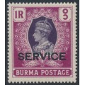 BURMA - 1946 1Rp violet/maroon KGVI definitive, o/p SERVICE, MNH – SG # O37