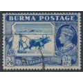 BURMA - 1938 3a6p blue Rice Farming, used – SG # 27