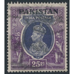 PAKISTAN - 1947 25R violet/purple Indian KGVI, o/p PAKISTAN, used – SG # 19