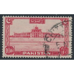 PAKISTAN - 1948 10a scarlet Karachi Airport, crescent faces right, used – SG # 36