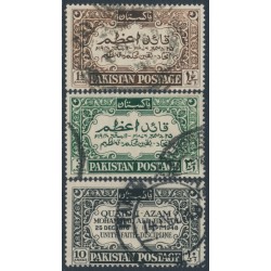 PAKISTAN - 1949 1½a to 10a Mohammed Ali Jinnah set of 3, used – SG # 52-54