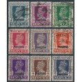 PAKISTAN - 1947 3p to 8a Indian KGVI set of 9, o/p SERVICE, used – SG # O1-O9