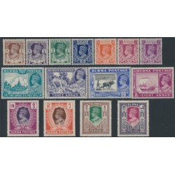 BURMA - 1946 3p to 10Rp KGVI definitives set of 15, MNH – SG # 51-63