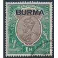 BURMA - 1937 1Rp chocolate/green Indian KGV definitive, used – SG # 13