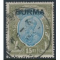 BURMA - 1937 15Rp blue/olive Indian KGV definitive, used – SG # 17