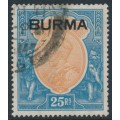 BURMA - 1937 25Rp orange/blue Indian KGV definitive, used – SG # 18