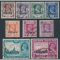 BURMA - 1946 3p to 8a KGVI definitives short set of 9, o/p SERVICE, used – SG # O28-O36