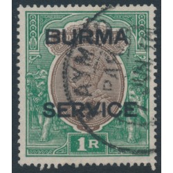 BURMA - 1937 1Rp chocolate/green Indian KGV definitive, o/p SERVICE, used – SG # O11