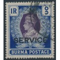 BURMA - 1939 1Rp purple/blue KGVI definitive, o/p SERVICE, used – SG # O24