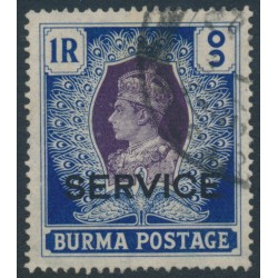 BURMA - 1939 1Rp purple/blue KGVI definitive, o/p SERVICE, used – SG # O24