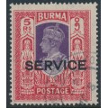 BURMA - 1939 5Rp violet/scarlet KGVI definitive, o/p SERVICE, used – SG # O26