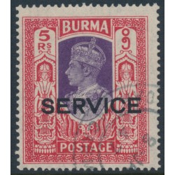BURMA - 1939 5Rp violet/scarlet KGVI definitive, o/p SERVICE, used – SG # O26