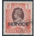 BURMA - 1946 2Rp brown/orange KGVI definitive, o/p SERVICE, used – SG # O38