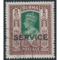 BURMA - 1946 5Rp green/brown KGVI definitive, o/p SERVICE, used – SG # O39