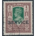 BURMA - 1946 5Rp green/brown KGVI definitive, o/p SERVICE, used – SG # O39
