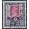 BURMA - 1946 10Rp claret/violet KGVI definitive, o/p SERVICE, used – SG # O40