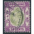 HONG KONG - 1906 50c green/magenta KEVII, multi crown CA watermark, used – SG # 85a