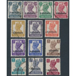 BAHRAIN - 1942 3p to 12a Indian KGVI definitives set of 13, used – SG # 38-50