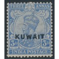 KUWAIT - 1924 3a ultramarine Indian KGV definitive, MH – SG # 7