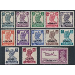 KUWAIT - 1945 3p to 14a Indian KGVI definitives set of 13, MH – SG # 52-63