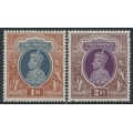 INDIA - 1937 1Rp & 2Rp KGVI, multi star watermark, MH – SG # 259-260