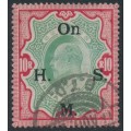 INDIA - 1909 10Rp green/scarlet KEVII overprinted On H.M.S., used – SG # O70a