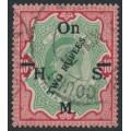 INDIA - 1925 2R on 10R green/scarlet KEVII, o/p On H.M.S., used – SG # O101