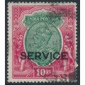 INDIA - 1931 10Rp green/scarlet KGV, stars watermark, o/p SERVICE, used – SG # O120