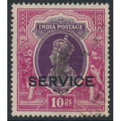 INDIA - 1939 10Rp purple/claret KGVI, stars watermark, o/p SERVICE, used – SG # O138