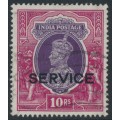 INDIA - 1939 10Rp purple/claret KGVI, stars watermark, o/p SERVICE, used – SG # O138