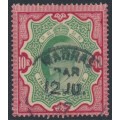 INDIA - 1909 10Rp green/carmine KEVII, used – SG # 144