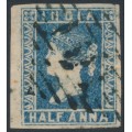 INDIA - 1854 ½a blue QV, die I, imperforate, used – SG # 2