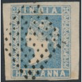 INDIA - 1854 ½a pale blue QV, die I, imperforate, used – SG # 3