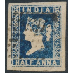 INDIA - 1854 ½a deep blue QV, die I, imperforate, used – SG # 4