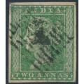 INDIA - 1854 2a green QV, imperforate, used – SG # 31