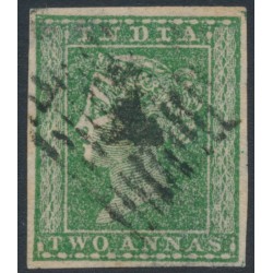 INDIA - 1854 2a green QV, imperforate, used – SG # 31