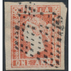 INDIA - 1854 1a dull red QV, die II, imperforate, used – SG # 14