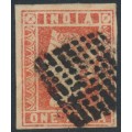 INDIA - 1854 1a dull red QV, die II, imperforate, used – SG # 14