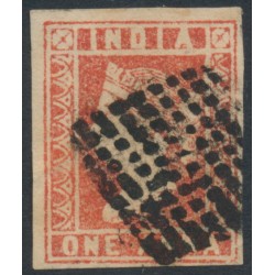 INDIA - 1854 1a dull red QV, die II, imperforate, used – SG # 14