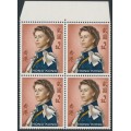 HONG KONG - 1962 $2 QEII Annigoni, block of 4, MNH – SG # 207