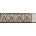HONG KONG - 1912 1c brown KGV definitive strip of 4, MNH – SG # 100