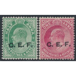 INDIA - 1908 ½a green & 1a red KEVII set of 2 overprinted CEF, MH – SG # C21-C22