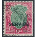 INDIA - 1931 10Rp green/scarlet KGV, stars watermark, o/p SERVICE, used – SG # O120
