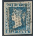 INDIA - 1854 ½a blue QV, die II, imperforate, used – SG # 6