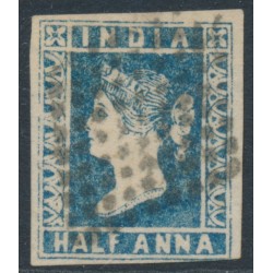 INDIA - 1854 ½a blue QV, die II, imperforate, used – SG # 6