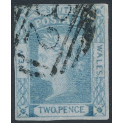 AUSTRALIA / NSW - 1851 2d chalky blue Laureates, imperf., no watermark, used – SG # 53