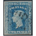 AUSTRALIA / NSW - 1856 2d ultramarine Diadem, imperf., ‘2’ watermark, plate I, used – SG # 111