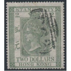 HONG KONG - 1874 $2 olive-green Stamp Duty, perf. 15½:15, used – SG # F1