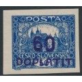 CZECHOSLOVAKIA - 1926 60H Postage Due o/p on 50H blue Hradčany, with a variety, MH – Michel # D38